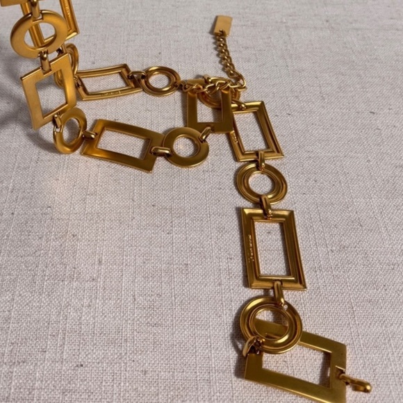 ESCADA Women’s Abstract Shapes Belt Gilded Gold Tone Vintage Square Circle Belt - Picture 12 of 16